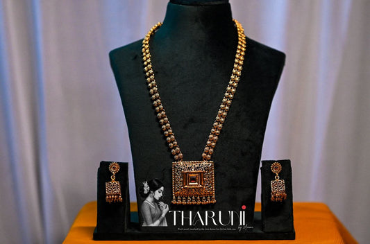 Rukmini Ruby Square Non Idol Pendant Haram