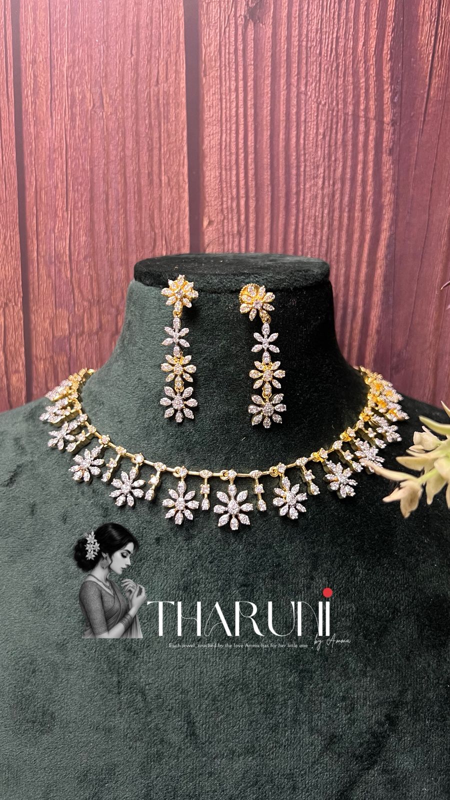 Vajra Floral Diamond lookalike Neckpiece