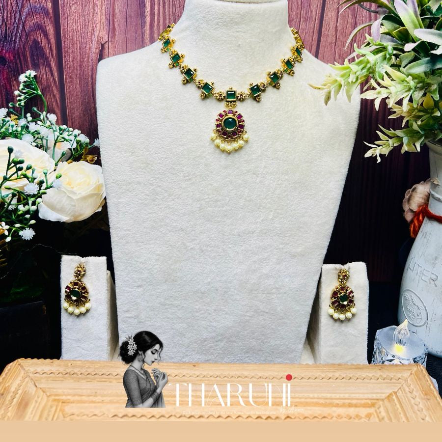 Thulika Floral Square Kemp Necklace