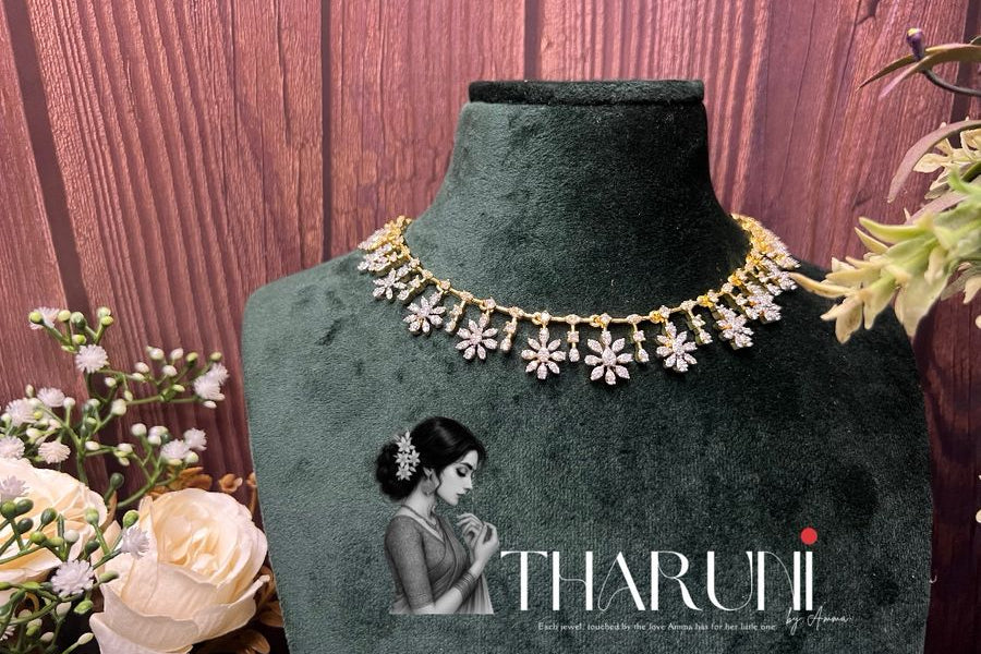 Vajra Floral Diamond lookalike Neckpiece