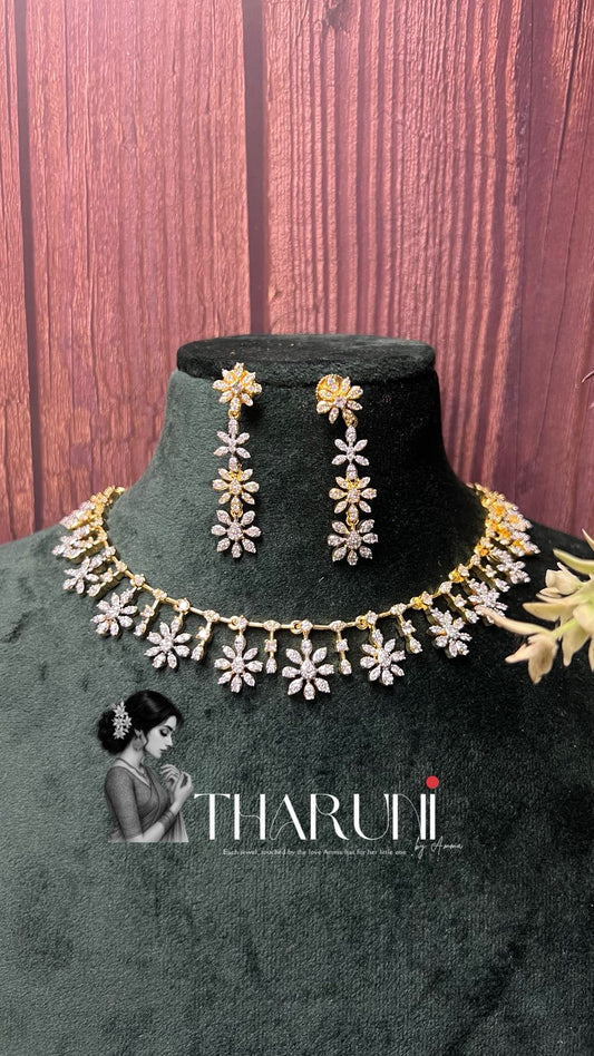 Vajra Floral Diamond lookalike Neckpiece