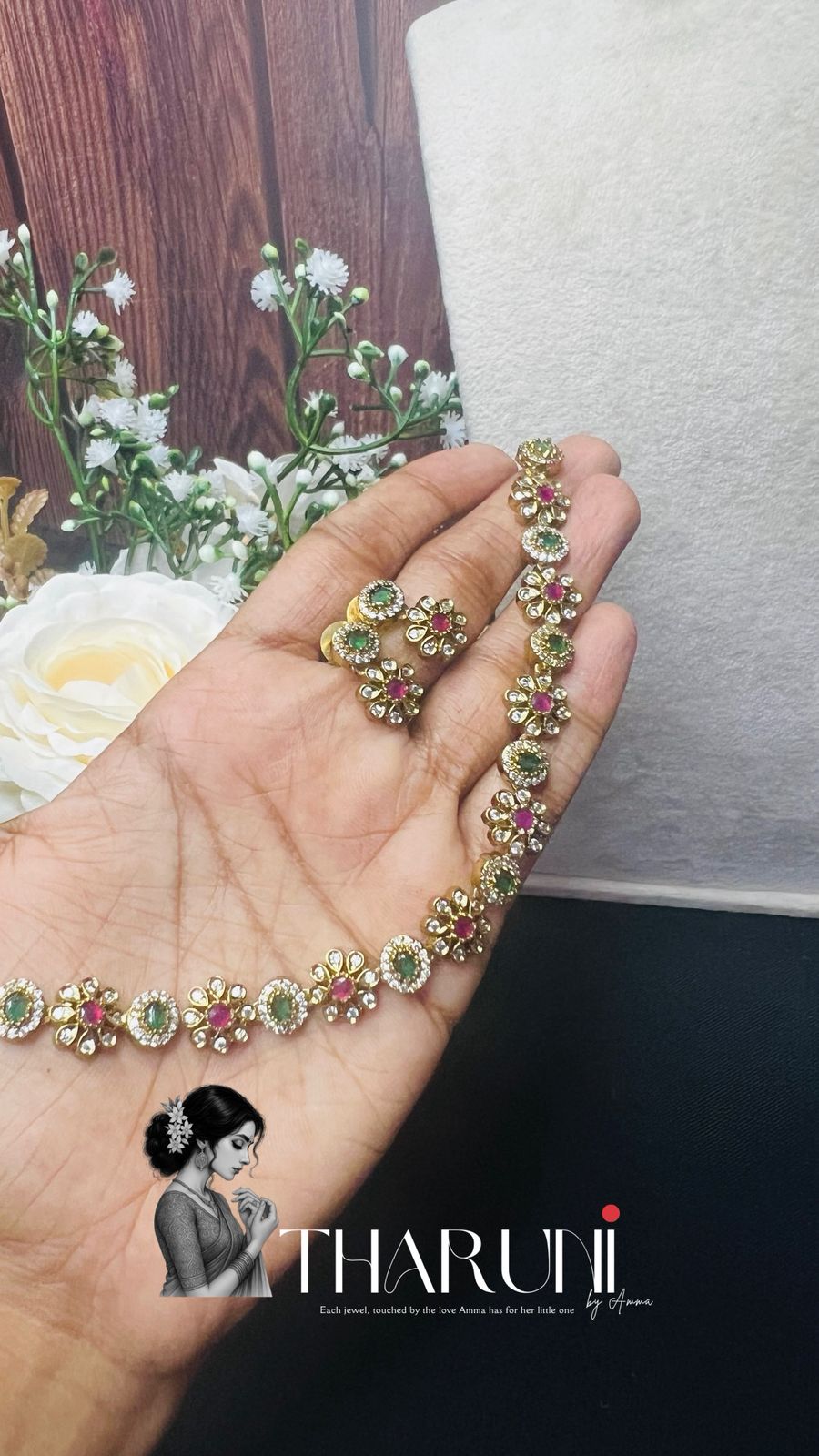 Milano Floral Multi Kundan AD Neckpiece